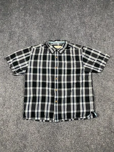 Tommy Bahama Shirt Mens Large Black Plaid Short Sleeve Button Up Silk 1558 - Picture 1 of 14