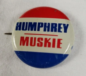 Humphrey Muskie Pin Pin-Back Button Badge 1968 Campaign - Picture 1 of 7