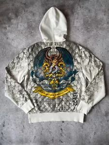 Vintage Ed Hardy Christian Audigier Big Logo Y2K Full Zip Hoodie Size M - Picture 1 of 13