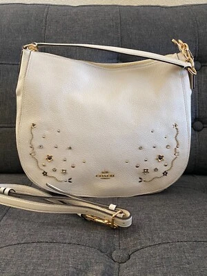 Bolso de Hombro Hobo Coach Elle Grande de Cuero con Remache de Cristal Polvo de Estrellas F49127  Foto 1 de 4