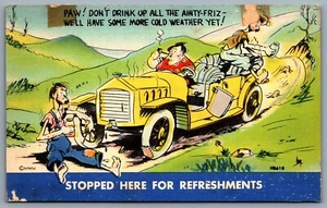 Postcard c1940s Comic Humor Stopped Here For Refreshments Don’t Drink Up... - Picture 1 of 2
