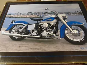 1954 Harley Davidson Electra glide Panhead Framed picture wall art 20"x 16" - Picture 1 of 3