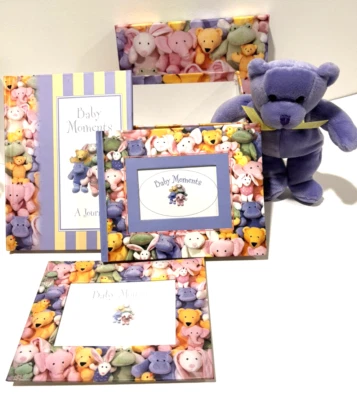 Baby Shower Gift Boy or Girl Teddy Journal Photo Frame & Album Boxed New Seasons - Imagem 1 de 4