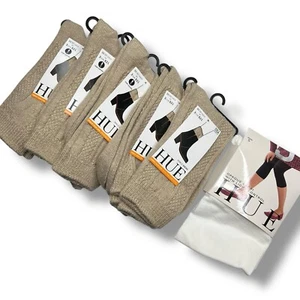 HUE Oatmeal Heather Cable Boot Socks 5 Pair With Size 5 Opaque Capri - Picture 1 of 2