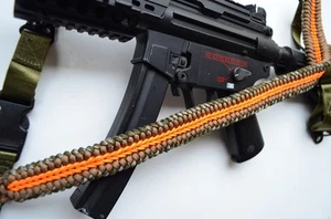60" Tactical Paracord Gun Rifle Bow Shotgun Sling 1 or 2 Point w/QD ORANGE CAMO - Picture 1 of 7