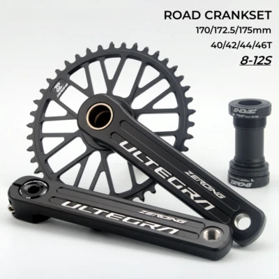 Juego de bielas para bicicleta de carretera plato de 10/11/12 velocidades 40/42/44/46T manivela hueca con BB Foto 1 de 4