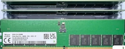 SK Hynix 32GB DDR5 5600MHz ECC RAM EC4 UDIMM 2Rx8 PC5-5600B-EE0 HMCG88AGBEA081N - Image 1 of 2