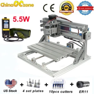 Máquina de grabado de 3 ejes CNC 3018 y láser de 5,5 W para fresado de tallado en madera de PCB - Imagen 1 de 12