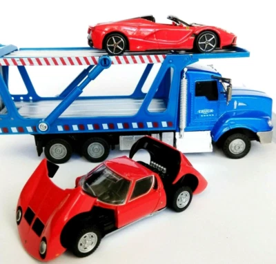 Combo camión Lamborghini Miura P400S + LaFerrari Aperta + 2 cubiertas Tomica Bburago Foto 1 de 4