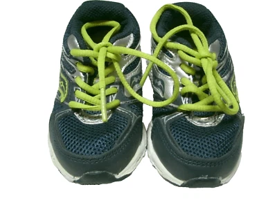 Tênis Saucony masculino azul marinho verde limão cadarços iluminados por coesão tamanho 5 extra largo - Imagem 1 de 4