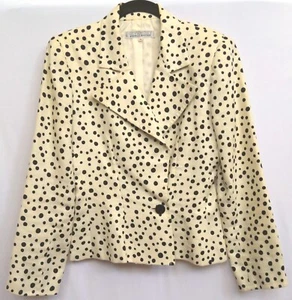 Givenchy Nouvelle Boutique Vintage Jacket Ivory White w/ Black Polka Dots Size 6 - Picture 1 of 5