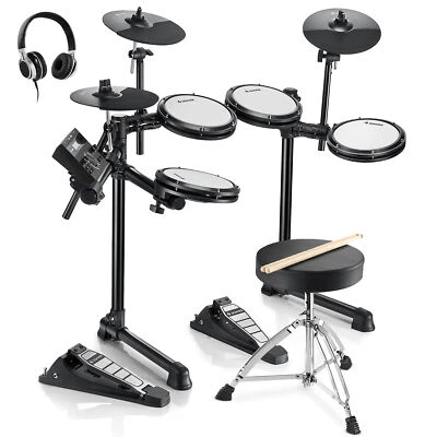 Donner DED-200 LITE Electric Drum Set With Throne Dual Zone Snare Quiet Mesh Pad - Image 1 of 4