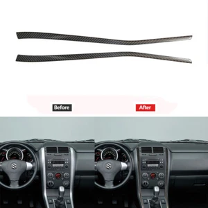 2Pcs Carbon Fiber Center Console Strips Cover Trim Decor For Suzuki Grand Vitara - Picture 1 of 12