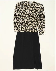 DANNY&NICOLE Womens Long Sleeve Maxi Dress US 8 Medium Navy Blue Floral GH12 - Picture 1 of 3