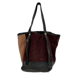 Borsa See by Chloé in pelle scamosciata colorblock bordeaux nera COA Autunno - Foto 1 di 10