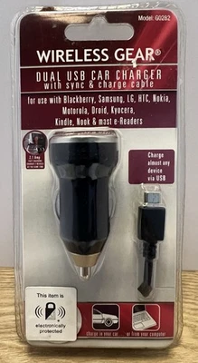 Автомобильное зарядное устройство с двумя USB с кабелем синхронизации и зарядки  - Изображение 1 из 2