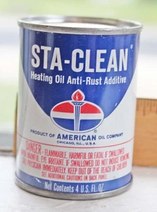 Aceite de calefacción Amoco Sta-Clean American Oil CO. 4 OZ lata de publicidad de colección - Imagen 1 de 6