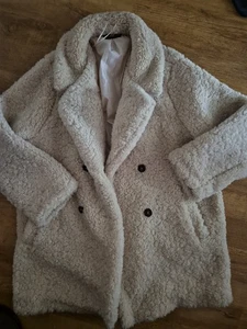F&F Florence And Fred Creme Teddybär Fleece Kunstfell Mantel Jacke Größe L - Bild 1 von 7