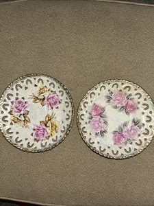 Royal Sealy 6" Saucer/Trinket Dishes Made in Japan Pink Roses Set Of 2 - Picture 1 of 9