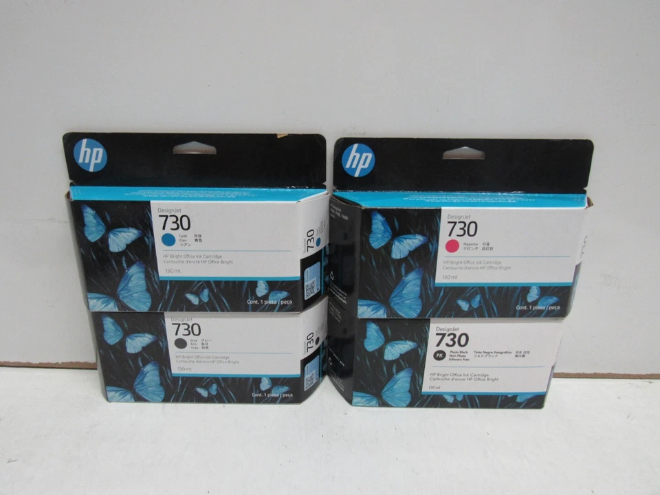 LOTE DE 4! CARTUCHO DE TINTA ORIGINAL HP 730 (P2V62A/P2V63A/P2V66A/P2V67A) 130 ML Foto 1 de 1