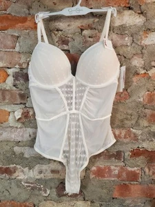 Traje corporal de encaje Jessica Simpson peluche para mujer talla L grande blanco D - Imagen 1 de 3