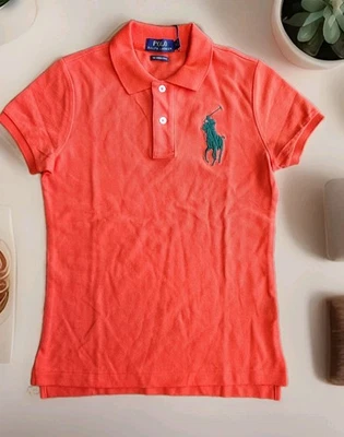 Polo Ralph Lauren Nuevo con Etiquetas Naranja Big Pony Para Mujer Calce Ajustado Polo Talla S Precio de venta sugerido por el fabricante 98 USD Foto 1 de 4