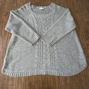 Avenue Plus Size Cable Knit Sweater Women Long Sleeve Pullover Grey, size 26/28 - Picture 1 of 7