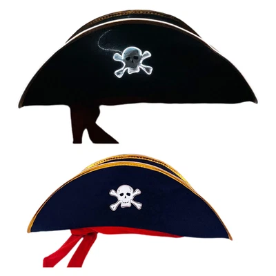 1Pc Light Up Pirate Hat w/LED Skull Crossbones Print Halloween Performance Props - Image 1 of 3