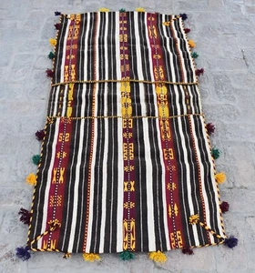2'10 x 5'8 Hecho a Mano Vintage Afgano Tribal Khorjin Bolso de Silla, Alfombra Colgante de Pared - Imagen 1 de 9