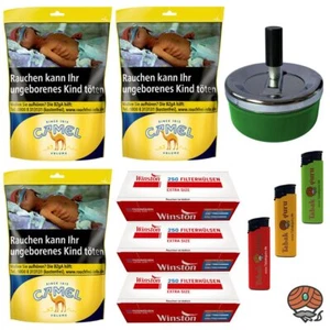 Camel Volumentabak Beutel 3x 102g + 750 Winston Extra Hülsen + Drehascher - Bild 1 von 6