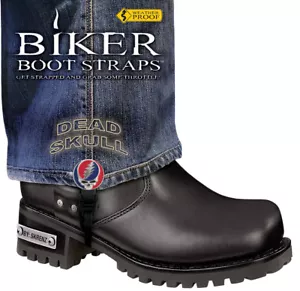 6" Dead Skull Biker Boot Straps - Foto 1 di 4