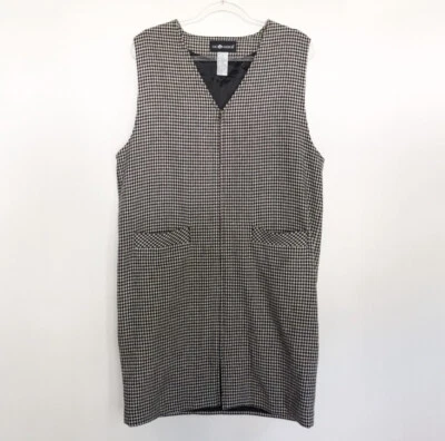 Vestido Jersey De Colección Sag Harbor Negro Blanco Pata de Gallo Mujer Talla 14 Cremallera Frontal Lana Foto 1 de 4