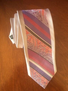 Steven Land Geometric Gray Striped Paisley Multicolor Pattern Men's Tie. - Picture 1 of 3