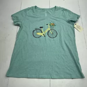 St John’s Bay Green Bike Graphic Scoop Neck Short Sleeve T Shirt Women’s L New - Picture 1 of 6