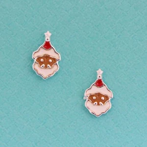 Genuine Sterling Silver 925 Fun Enamel Christmas Xmas Santa Stud Earrings - Picture 1 of 7