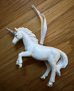 Matte White Resin Unicorn with Glitter Christmas Ornament - Picture 1 of 3