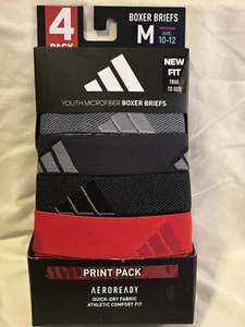 adidas Microfiber Youth Boxer Brief Underwear, 4 Pack, Medium, Red/Black NEW - Picture 1 of 3