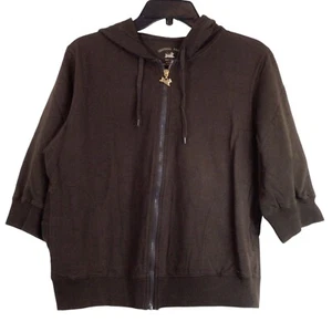 Central Park Women's Large 1/2 Sleeve Brown Full Zip Hoodie - Picture 1 of 3