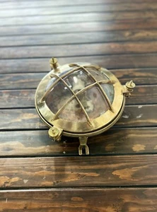 Retro Nautical Brass Bulkhead Deck Light – Wall & Ceiling Mount Marine Fixture - Picture 1 of 10