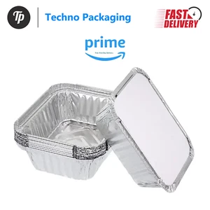 No.1 Aluminium Foil Food Containers + Lids Takeaway Food Disposable Trays | 50Pc - Picture 1 of 6