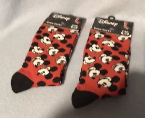 DISNEY MICKEY MOUSE CREW SOCKS SIZE 9-13 set of 2 NEW GIFT - Picture 1 of 1