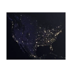 🌌 Poster Nordamerika bei Nacht - ISS Satellit Wandbild - Raumfahrt Deko - Bild 1 von 25