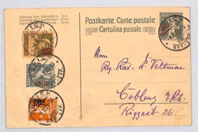 SWITZERLAND Stationery 10c Card Uprated 1921 New *WILLIAM TELL SURCHARGES* YG87 - Image 1 of 4