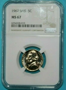 1967 SMS NGC Grade MS 67 Jefferson Nickel  [032GCM] - Picture 1 of 4