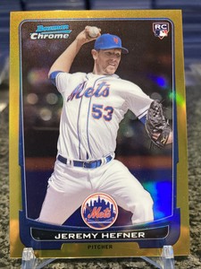 2012 Bowman Chrome #42 Jeremy Hefner Rookie Card RC Rare Gold Refractor SSP /50!