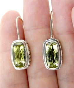 Orecchini a gancio Lori Bonn argento sterling sfaccettato verde peridoto 925 10,8 g 1,25 in - Foto 1 di 12