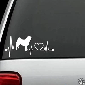 Love My Pug Terrier Heartbeat Lifeline Monitor Decal Sticker Truck K1029 - Picture 1 of 1