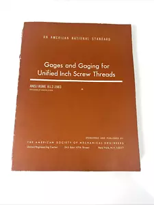 ANSI / ASME B1.2-1983 Gages And Gaging For Unified Inch Screw Threads Rare - Picture 1 of 11