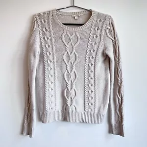 GAP Women's Aran Knit Sweater Size Small Jumper Cable Knit Pullover - Picture 1 of 5