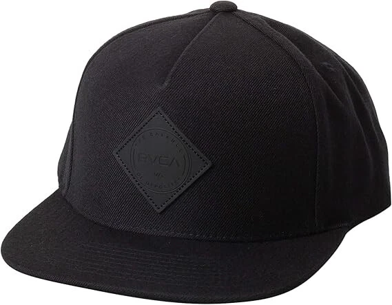 Rvca VA Logo Patch Plain Black MID FIT Mens Snapback Hat Brown patch
